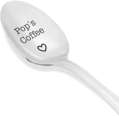 Pops Coffee Spoon - Personalized Gift for Pop - Grandfather Gifts - Fathers Day Spoon - Fathers Day Gift – engraved Spoon. Gifts for Pop - Grandpa Gifts - Fathers Day Present. - BOSTON CREATIVE COMPANY