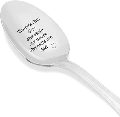 There is this girl. She stole my heart. She calls me dad- engraved spoon- coffer lover- engraved silver ware by Boston creative company#SP_049 - BOSTON CREATIVE COMPANY
