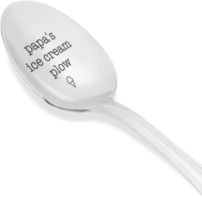 Papa's Ice Cream Plow Spoon | Fathers Day Gift Ideas | Creative Items | Engraved Stainless Steel Spoon . - BOSTON CREATIVE COMPANY