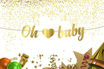 Oh Baby Banner With Heart For Baby Shower Birthday Party Decorations For Baby Shower Boy Or Girl- Event Decorations For Gender Reveal Baby Announcement-Pregnancy Reveal Party Kit Decor - BOSTON CREATIVE COMPANY