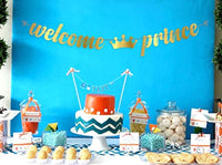 Royal welcome prince banner for baby shower| Royal prince charming| Gender reveal prince |Welcome prince or princess|Little prince party decorations| - BOSTON CREATIVE COMPANY