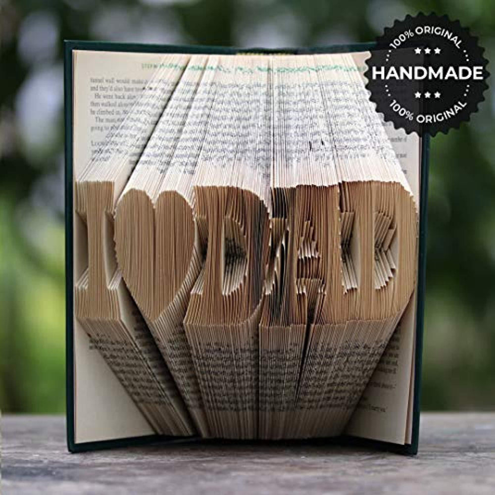I Love Dad Folded Book Art Unique Best Home Decor Gift for dad on Father's Day Birthday and Special Occasions from Daughter Son - BOSTON CREATIVE COMPANY
