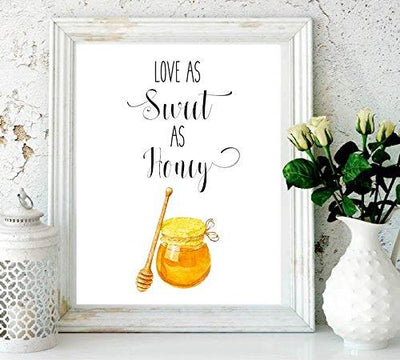 Valentines day gift-Love As Sweet As Honey - Love Quote - Kitchen Wall Decor - Home Decor - gifts for women - Watercolor Decor - Inspirational Print - love Art - Honey Print – Wedding gift#WP-72 - BOSTON CREATIVE COMPANY