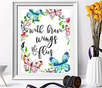 nursery decor - With Brave Wings She Flies - butterfly wall quotes - Tropical Print - Quote Print - Watercolor Nursery Art - Holiday Supplies - Colorful Wall Art-Kids Room Decor-Butterfly Print - BOSTON CREATIVE COMPANY