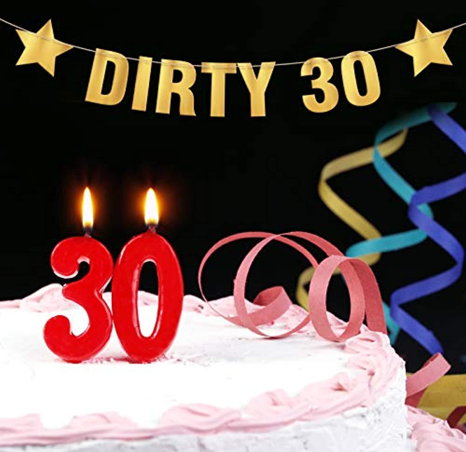 Funny Birthday Banner - Dirty 30, Gold Theme Party Supplies
