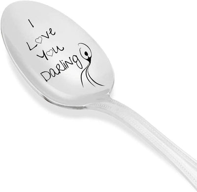 I Love You Darling With dancing Girl - Cute Gift - Engraved Spoon - Silverware Spoon Anniversary Gift - Wedding Gift - Girlfriend - Wife - BOSTON CREATIVE COMPANY