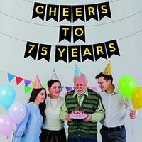 75th birthday party decorations kit - Cheers to 75 years banner | 75 years old party supplies 75th anniversary decorations | Cheers to 75 years gold bunting banner men women| 75 years loved sign - BOSTON CREATIVE COMPANY