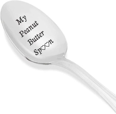 My Peanut Butter Spoon With Two Little Heart - Engraved Spoon Stainless Steel Silverware - BOSTON CREATIVE COMPANY