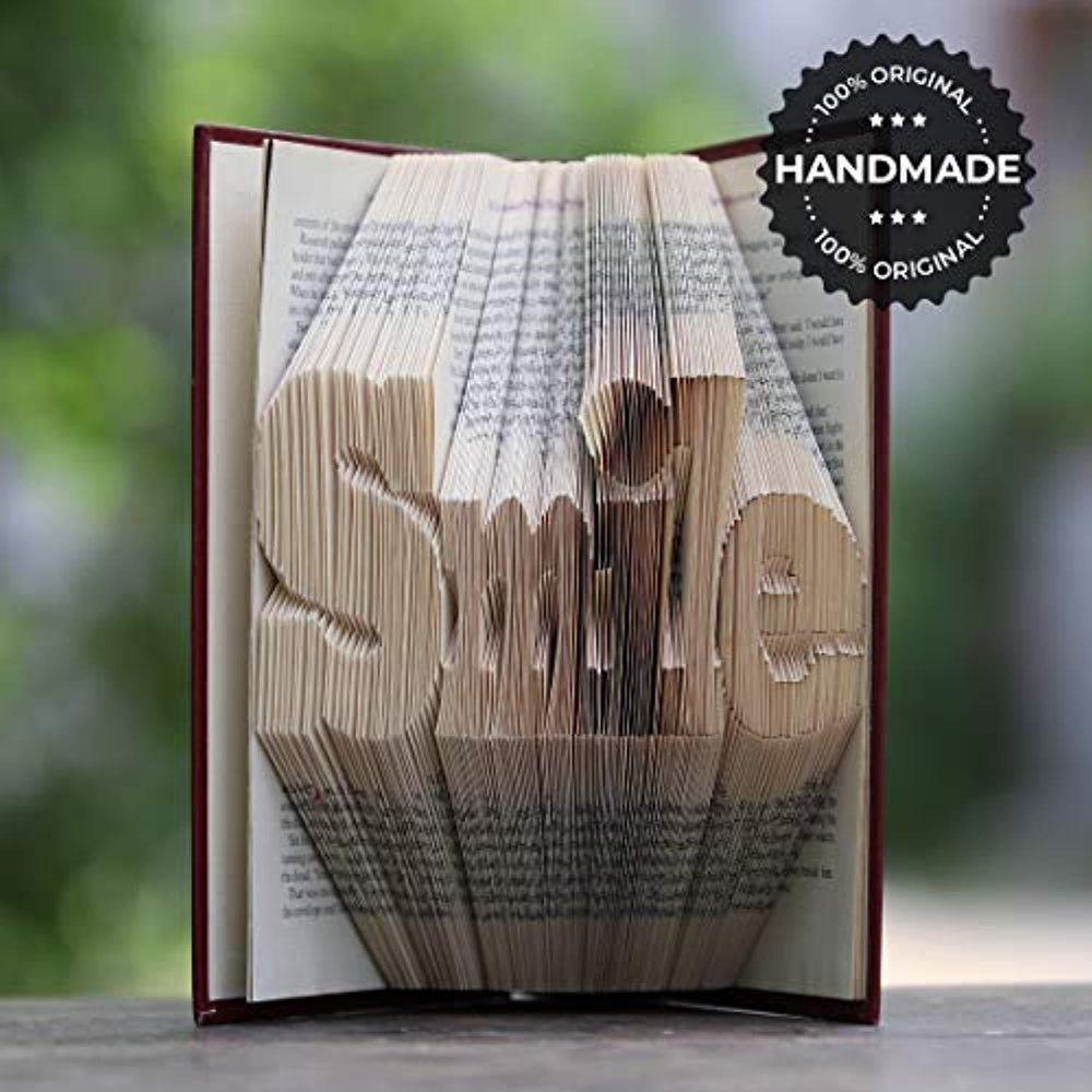 Smile Folded Book Art Unique Home Decor Gift for Dentists Best Friends Motivational Inspirational Encouraging Gifts - BOSTON CREATIVE COMPANY