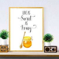 Valentines day gift-Love As Sweet As Honey - Love Quote - Kitchen Wall Decor - Home Decor - gifts for women - Watercolor Decor - Inspirational Print - love Art - Honey Print – Wedding gift#WP-72 - BOSTON CREATIVE COMPANY