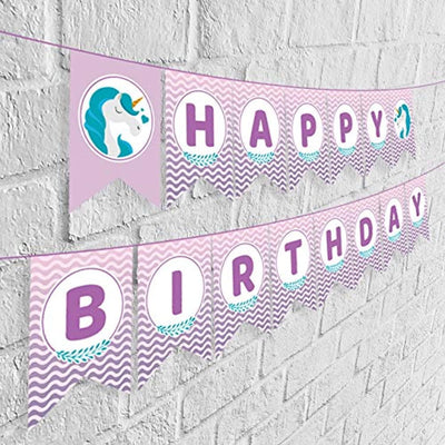 Ideas from Boston-Unicorn Birthday Banner, Unicorn Party Happy birthday Banner,Unicorn Birthday Party Supplies & Decorations, Themed Party Favors blue pink - BOSTON CREATIVE COMPANY