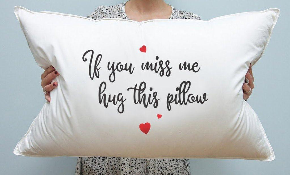 Funny Gifts - Best Friend Gifts - Bedroom Decor - If you miss me hug this Pillow - Long Distance Relationship Gifts - BOSTON CREATIVE COMPANY