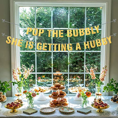 Pop the bubbly banner | Hen Party Decorations Banner Sign for Bridal Shower | Bachelorette Party Kits Decorations| Bridal Shower Engagement party kits for women | Adult party supplies - BOSTON CREATIVE COMPANY