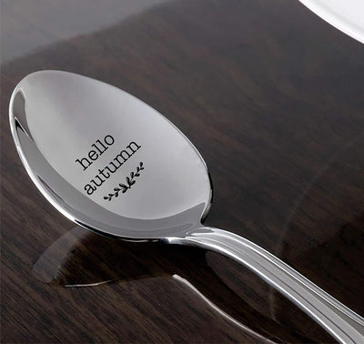 Hello Autumn Engraved Stainless Steel Spoons Token Of Love Cute Perfect Gift For Best Friend Valentine Couples On Birthday Anniversary Valentine And Special Occasion - BOSTON CREATIVE COMPANY