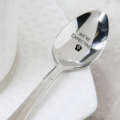 Were Expecting Spoon- Pregnancy Announcement Spoon- Best Selling Item -Engraved Unique Gift Ideas - Spoon Gift # A8 - BOSTON CREATIVE COMPANY