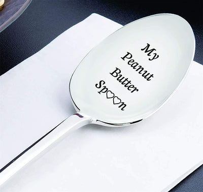 My Peanut Butter Spoon With Two Little Heart - Engraved Spoon Stainless Steel Silverware - BOSTON CREATIVE COMPANY