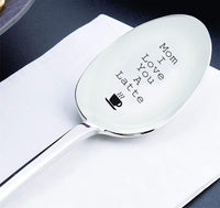 Mom I love you a latte with "cup" sign engraved on spoon - gift for mom - BOSTON CREATIVE COMPANY