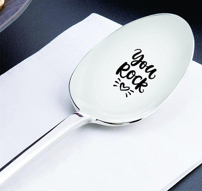 Best friend gifts - Mothers day gifts - Engraved spoon - Inspirational gifts - You rock - Gift for mom - Stainless steel spoons - Teaspoon - Motivational gifts - 7 inches - BOSTON CREATIVE COMPANY