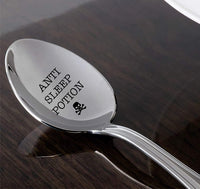 Anti Sleep Potion Engraved Stainless Steel Spoon- Best Present - Best selling Gifts - Small Cute Gifts For Sleepy Friends - BOSTON CREATIVE COMPANY