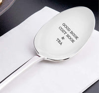 Good Book Cozy Nook and Tea-Engraved Stainless Steel Spoon Gifts for Her Best present For Coffee Lovers- Unique Best Selling Gifts - BOSTON CREATIVE COMPANY