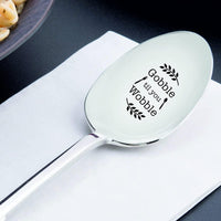 Gobble till you wobble- engraved spoon- coffer lover- engraved silver ware by Boston creative company - BOSTON CREATIVE COMPANY