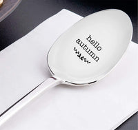 Hello Autumn Engraved Stainless Steel Spoons Token Of Love Cute Perfect Gift For Best Friend Valentine Couples On Birthday Anniversary Valentine And Special Occasion - BOSTON CREATIVE COMPANY