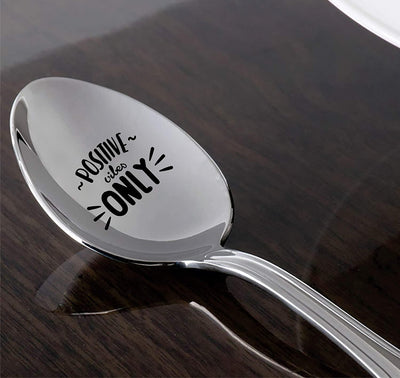 Positive Vibes Only - Engraved Spoon - Inspirational gifts - Motivational Quote - Coffee Spoon - gifts for mom - Best Friend Gift - Personalized Gifts - Best Selling item by Boston Creative Company - BOSTON CREATIVE COMPANY