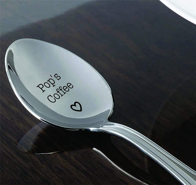 Pops Coffee Spoon - Personalized Gift for Pop - Grandfather Gifts - Fathers Day Spoon - Fathers Day Gift – engraved Spoon. Gifts for Pop - Grandpa Gifts - Fathers Day Present. - BOSTON CREATIVE COMPANY