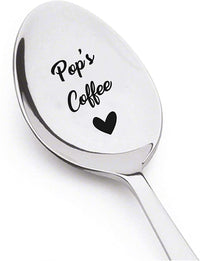 Dad gifts - Pops Coffee spoon - Unique Gifts for Dad - Engraved Spoon - Funny gifts - Fathers Day Spoon - 7 Inches - BOSTON CREATIVE COMPANY