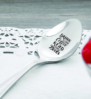 Drink Good Coffee Read Good Books  Graduation Gifts  Moving Away Gifts Engraved spoons - BOSTON CREATIVE COMPANY