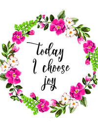 Wall art with quote "Today i choose joy" decor -home decor- modern art floral print-teen room decor- beautiful housewarming -gifts for loved ones- room-entrance-lobby wall art decor - BOSTON CREATIVE COMPANY