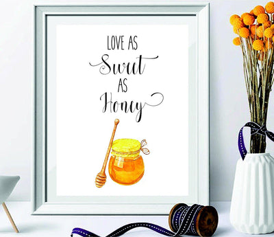 Valentines day gift-Love As Sweet As Honey - Love Quote - Kitchen Wall Decor - Home Decor - gifts for women - Watercolor Decor - Inspirational Print - love Art - Honey Print – Wedding gift#WP-72 - BOSTON CREATIVE COMPANY