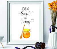 Valentines day gift-Love As Sweet As Honey - Love Quote - Kitchen Wall Decor - Home Decor - gifts for women - Watercolor Decor - Inspirational Print - love Art - Honey Print – Wedding gift - BOSTON CREATIVE COMPANY