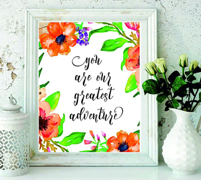 Room decor – Home décor - Gifts - wall art - Photo frame You Are Our Greatest Adventure - Playroom Décor - Wall hanging - Travel Nursery Wall Art Print - baby girl nursery Wall Art - BOSTON CREATIVE COMPANY