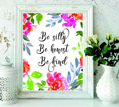 Be Silly Be Honest Be Kind- Kids Room Teen Wall Art - Teen Girls Bedroom Decor - BOSTON CREATIVE COMPANY