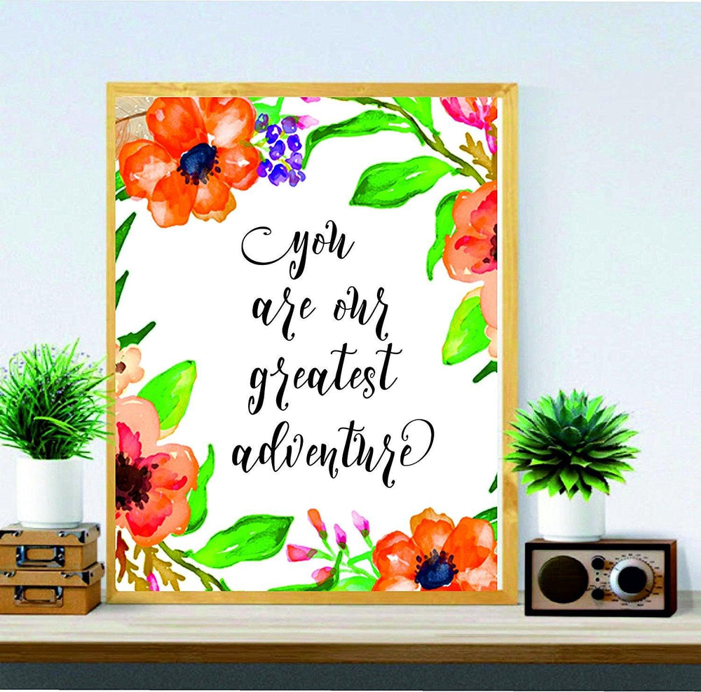 Room decor – Home décor - Gifts - wall art - Photo frame You Are Our Greatest Adventure - Playroom Décor - Wall hanging - Travel Nursery Wall Art Print - baby girl nursery Wall Art - BOSTON CREATIVE COMPANY