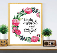 Such A Big Miracle In Such A Little Girl - Baby Girl Accessories - Baby Art - Nursery Quotes - Girl Nursery Decor - Nursery Pintables - Nursery Decor – Baby Nursery Decal#WP-80 - BOSTON CREATIVE COMPANY