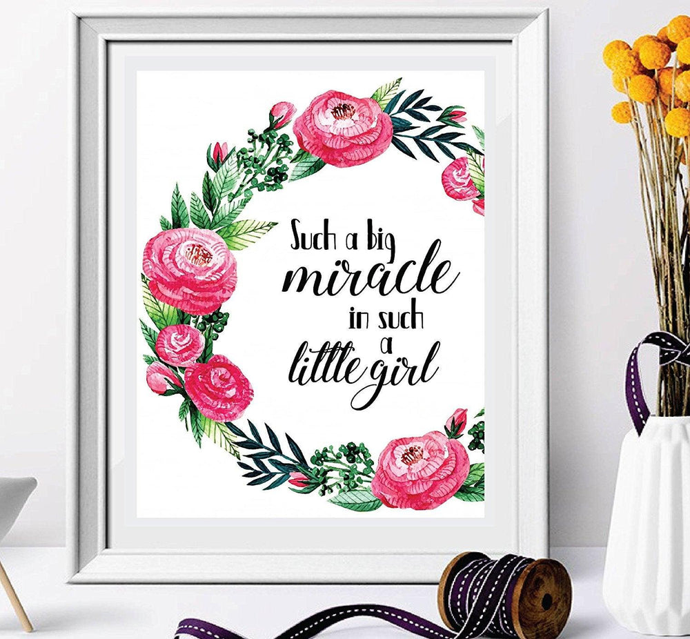 Such A Big Miracle In Such A Little Girl - Baby Girl Accessories - Baby Art - Nursery Quotes - Girl Nursery Decor - Nursery Pintables - Nursery Decor – Baby Nursery Decal#WP-80 - BOSTON CREATIVE COMPANY