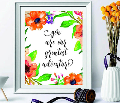 Room decor – Home décor - Gifts - wall art - Photo frame You Are Our Greatest Adventure - Playroom Décor - Wall hanging - Travel Nursery Wall Art Print - baby girl nursery Wall Art - BOSTON CREATIVE COMPANY