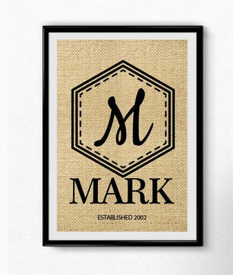 Wonderful Burlap Monogram| Burlap Print| Personalized Wedding Gift for Couple| Last Name Establish - BOSTON CREATIVE COMPANY