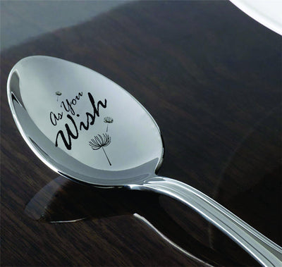 As You Wish Engraved Spoon-Dandelion Seed-Hand Stamped Gift-Snowflake Flatware-Christmas Funny Gift - BOSTON CREATIVE COMPANY