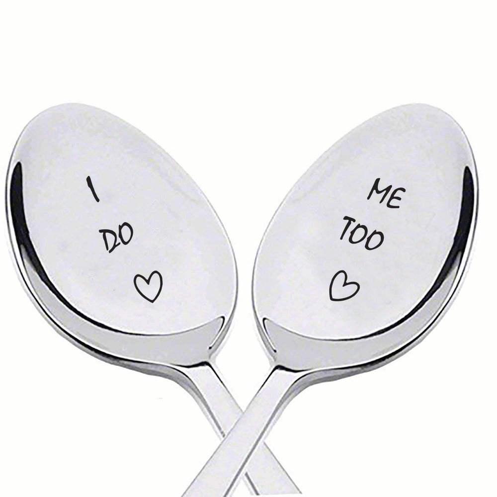 I Do, Me Too with little heart to Impressing gift for husband ,Gift For Wife - Wedding Shower gift - Cute Spoon Gift - Engagement gift ! Personalized Spoon, Gift, Flatware - BOSTON CREATIVE COMPANY