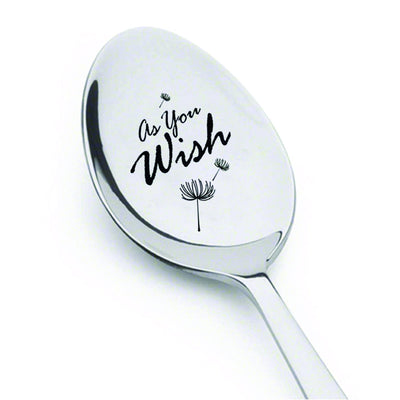 As You Wish Engraved Spoon-Dandelion Seed-Hand Stamped Gift-Snowflake Flatware-Christmas Funny Gift - BOSTON CREATIVE COMPANY