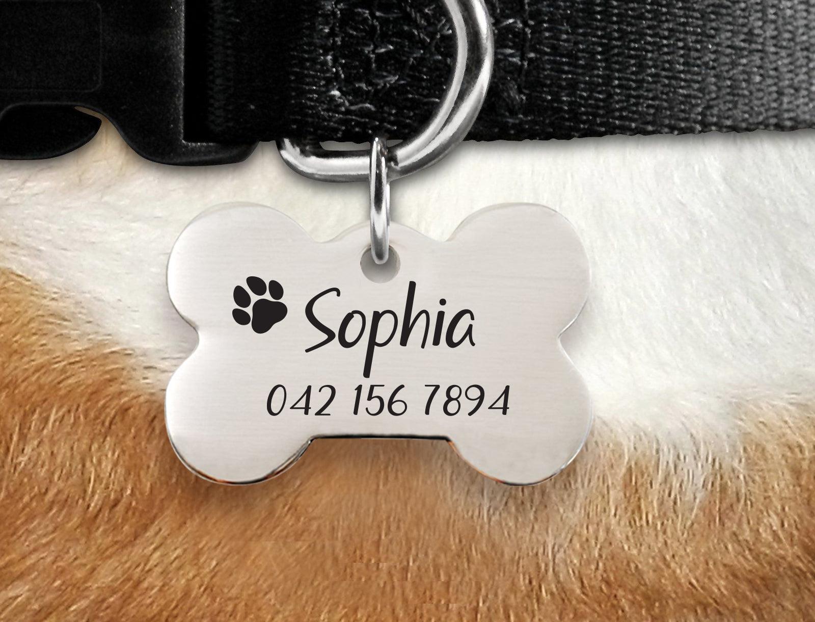 Dog Tag Custom Personalized Engraved Pet Name Stainless Steel Bone