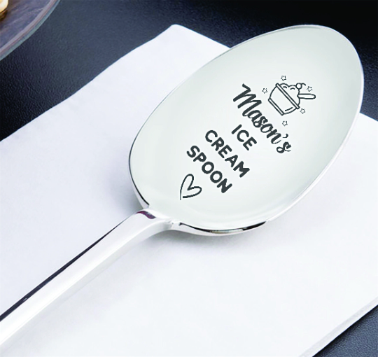 ice cream spoon Engraved with a name or text - BOSTON CREATIVE COMPANY