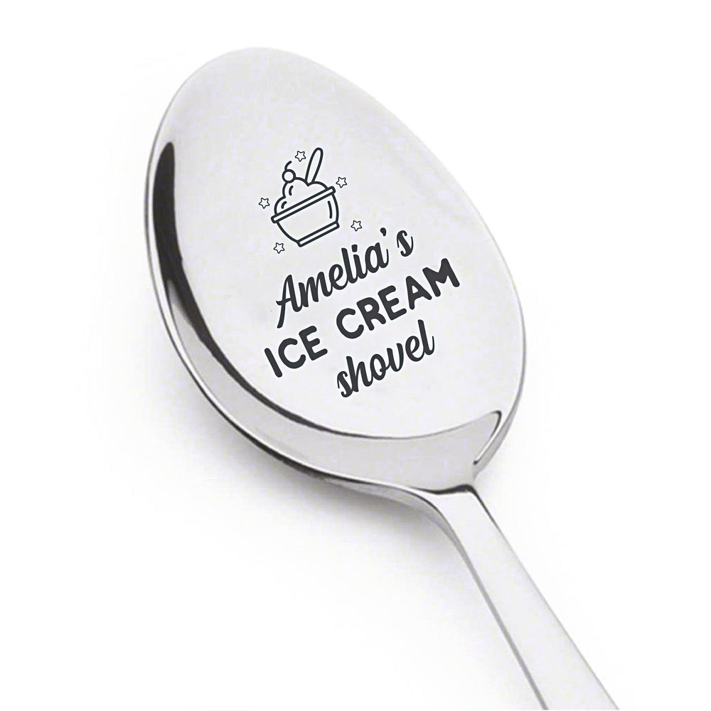 Customized Engraved Spoon | Ice Cream Lover Gift with Name | Birthday Christmas Gift - 7inch