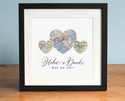 Heart Map Print, Wedding Gift, Gift for Couple, Map Art, Romantic Gift, Anniversary Gift, Engagement Gift - BOSTON CREATIVE COMPANY