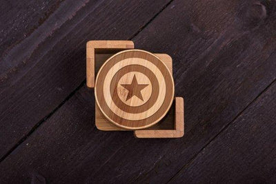 Captain America engraved wooden Coasters - BOSTON CREATIVE COMPANY