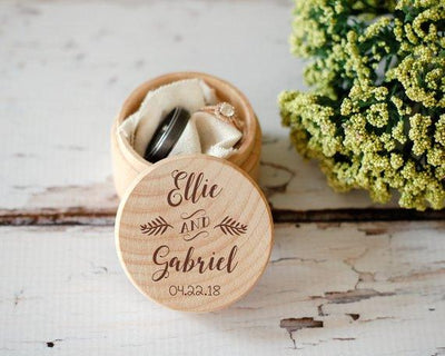 Custom Wedding Wooden Ring Box Wedding Gift Ring Bearer Box - BOSTON CREATIVE COMPANY