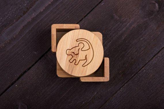 Lion King Simba Symbol Wooden Coasters - BOSTON CREATIVE COMPANY